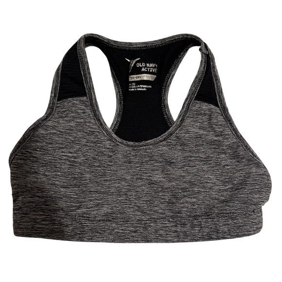Old Navy Girls' Mesh-Trim Racerback Sports Bra - Size M(8), Gray & Black - Picture 1 of 4